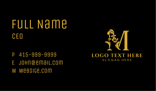Golden Elegant Letter Business Card Design Image Preview