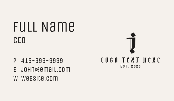 Gothic Black Letter I Business Card Design Image Preview