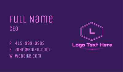Neon Pink Futuristic Letter Business Card Image Preview