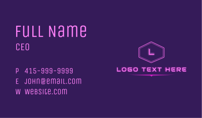 Neon Pink Futuristic Letter Business Card Image Preview