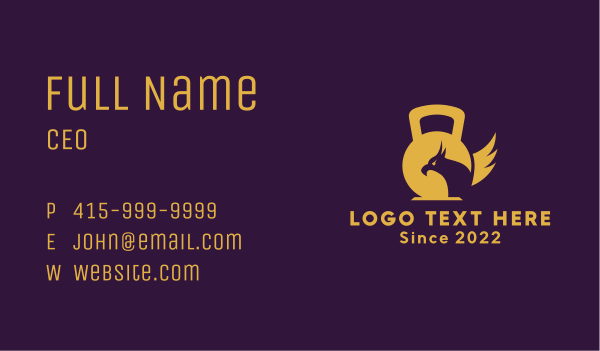 Gold Eagle Kettlebell Business Card Design Image Preview