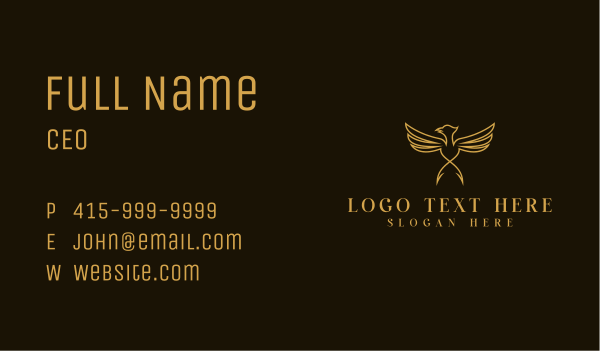 Luxury Golden Bird  Business Card Design Image Preview