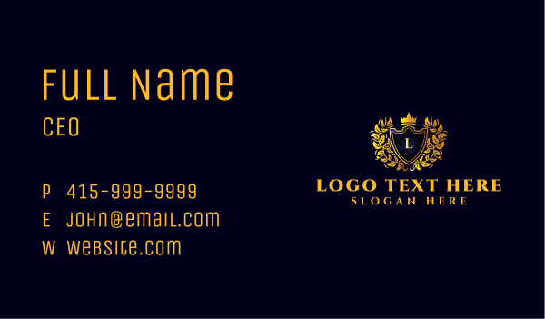 Luxury Crown Shield Business Card Design Image Preview