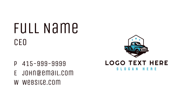 Retro Pickup Truck Business Card Design Image Preview