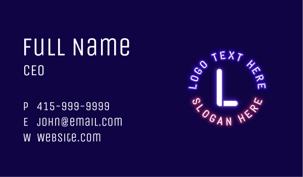 Vivid Neon Lettermark Business Card Design Image Preview