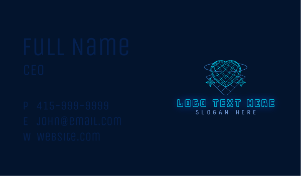 Heart Cyber Y2K Business Card Design Image Preview