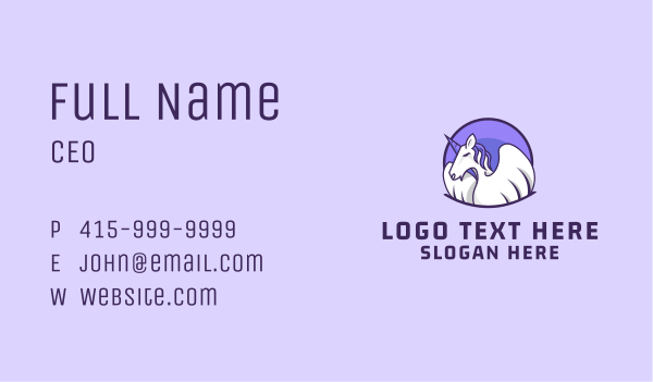 White Unicorn Wings Business Card Design Image Preview