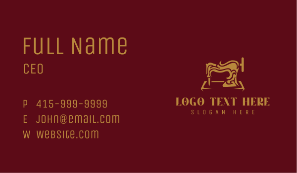 Gold Luxury Sewing Machine Business Card Design Image Preview