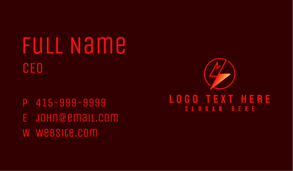 Lightning Power Energy Business Card Design Image Preview