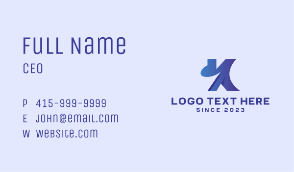 Blue Abstract Letter K Business Card Design Image Preview