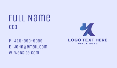Blue Abstract Letter K Business Card Image Preview