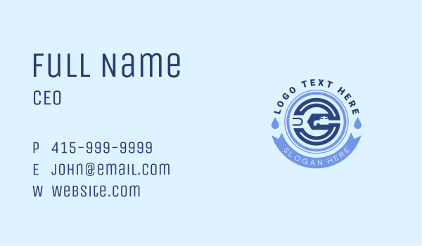 Wrench Droplet Plumbing Business Card Design Image Preview