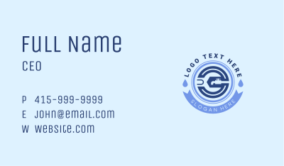 Wrench Droplet Plumbing Business Card Image Preview