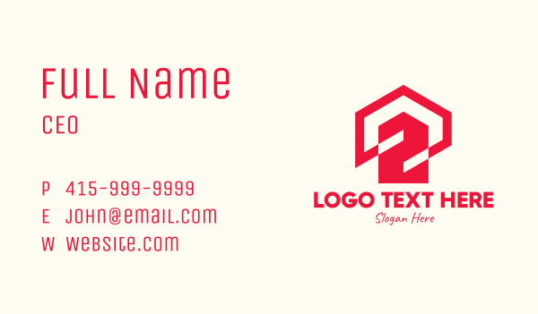 Red Home Number 2 Business Card Design Image Preview