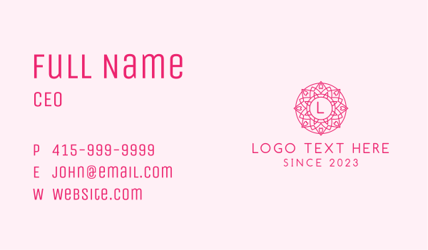 Pink Ornamental Letter Business Card Design Image Preview