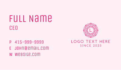 Pink Ornamental Letter Business Card Image Preview