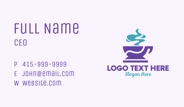 Purple Coffee Cup Business Card Design Image Preview