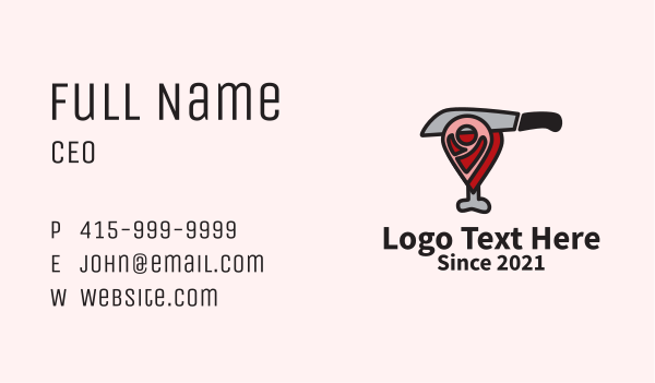 Meat Shop Location Pin Business Card Design