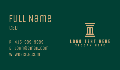 Gold Column Letter M Business Card Image Preview