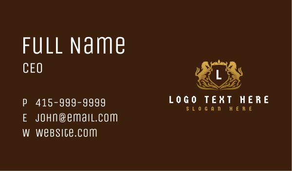Luxury Horse Crest Shield Business Card Design Image Preview