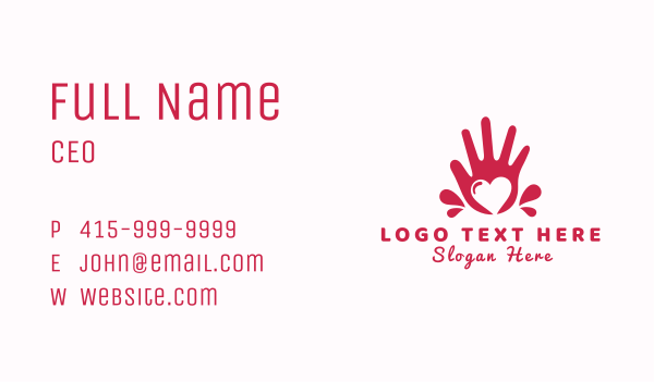 Heart Hand Care Business Card Design Image Preview