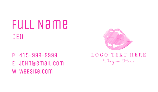 Pink Lips Lipstick  Business Card Design Image Preview