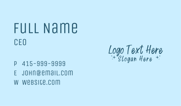 Blue Playful Wordmark Business Card Design Image Preview