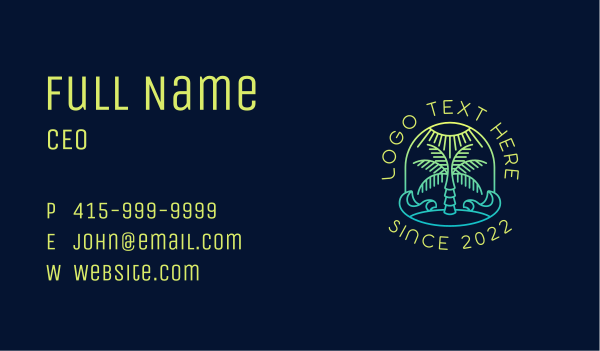 Summer Island Beach  Business Card Design Image Preview