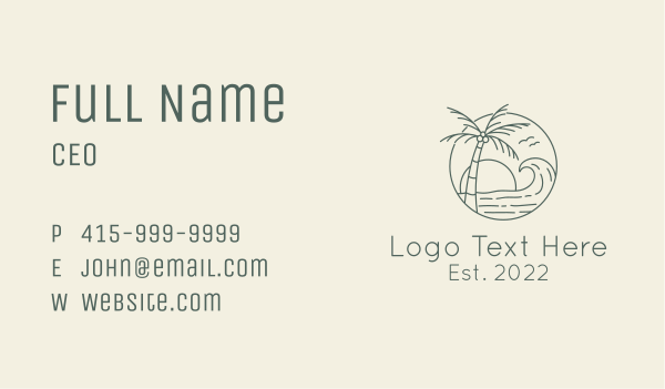 Sunset Beach Wave Business Card Design Image Preview