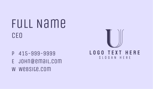 Generic Modern Letter U Business Card Design Image Preview