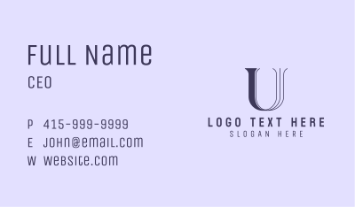 Generic Modern Letter U Business Card Image Preview