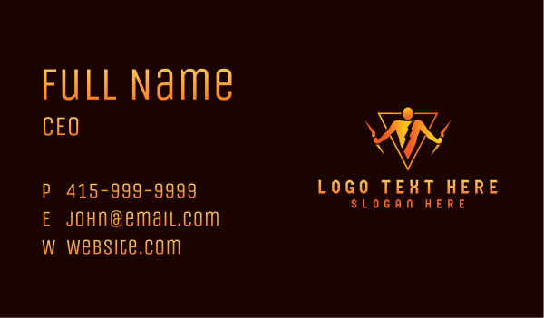 Lightning Voltage Human Business Card Design Image Preview