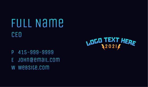 Gamer Lightning Wordmark  Business Card Design Image Preview