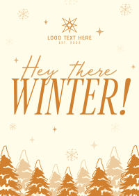 Hey There Winter Greeting Flyer Design